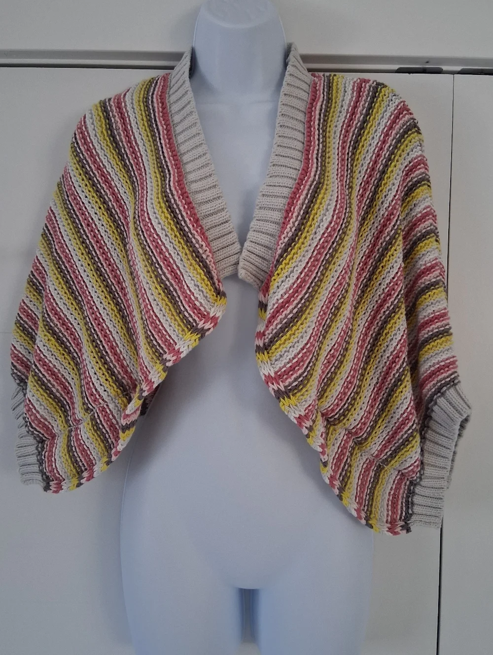 Zaket & Plover/ 100% Cotton/ Striped Knit Shrug Cardigan/ Size US XS/S - Picture 3 of 11